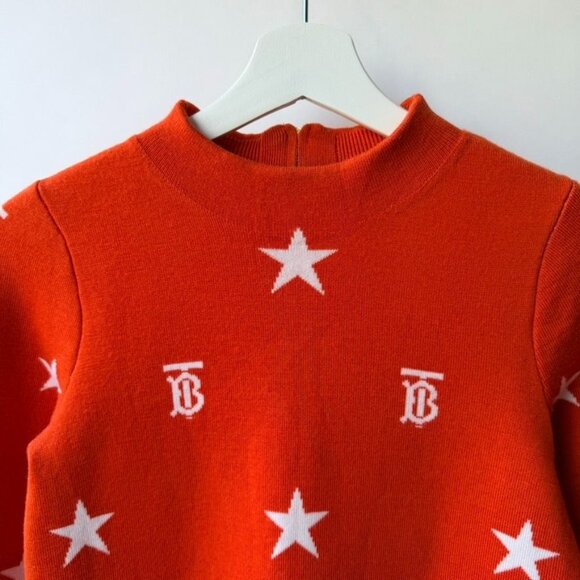 Burberry Denise TB & Star Sweater Dress , Red/Orange/white , Size 12(girl) - Picture 4 of 9